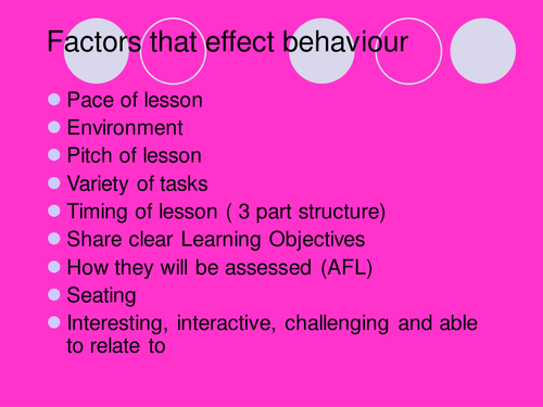 Ideas for improving behaviour.