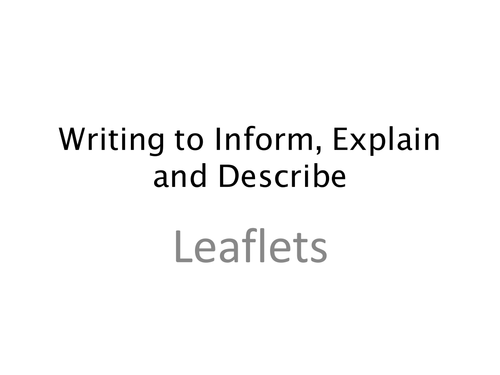 Analysing Leaflets - Full lesson