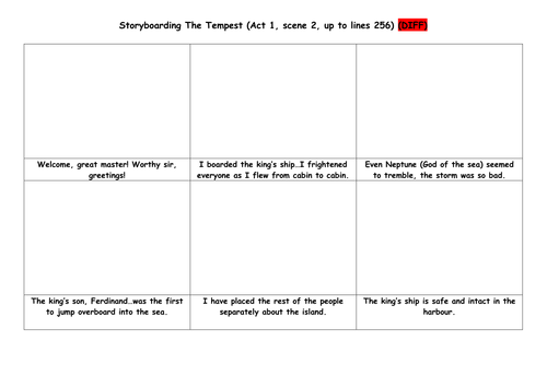 Storyboarding Act 1 Scene 2 of The Tempest