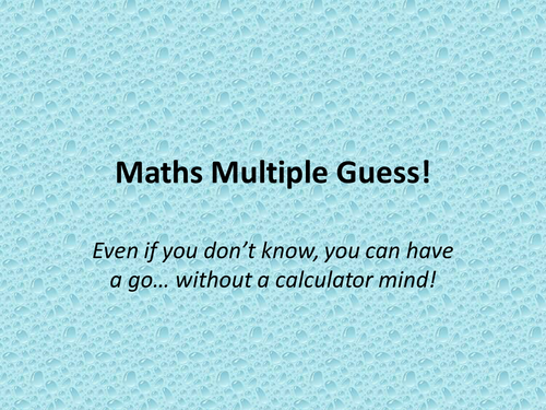 Maths Multiple Guess Quiz