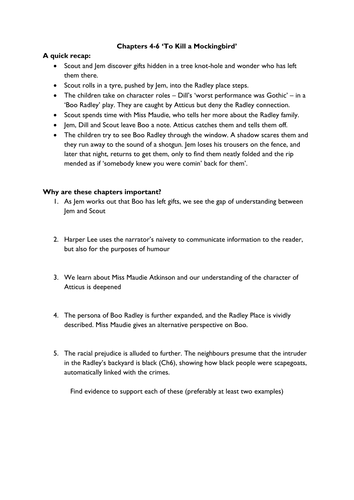 To Kill a Mockingbird Ch4-6