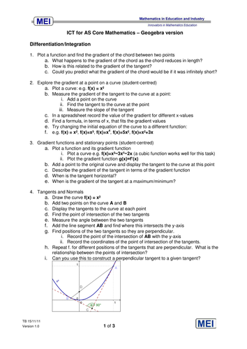 MEI - Differentiation & Integration - Geogebra