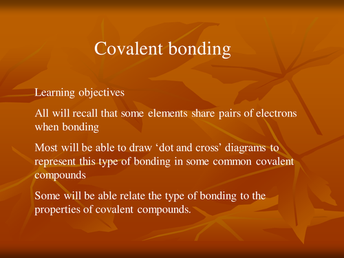 Covalent bonding
