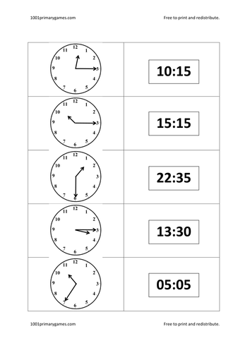 24 hour time dominoes teaching resources