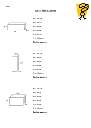 Surface Area Of Cuboids Teaching Resources