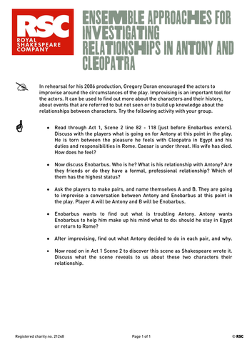 Antony & Cleopatra 2006 Teacher Pack 