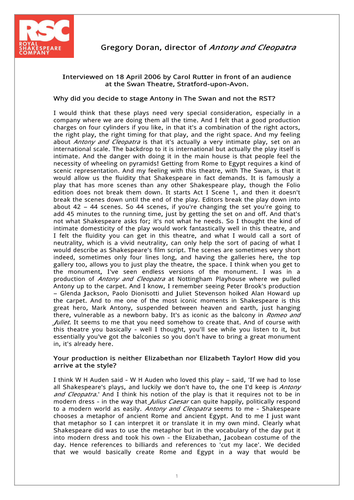 Antony & Cleopatra 2006 Director Interview