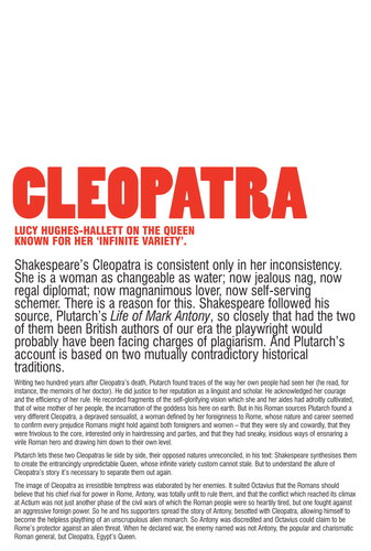 Antony & Cleopatra 2006 Article: About Cleopatra