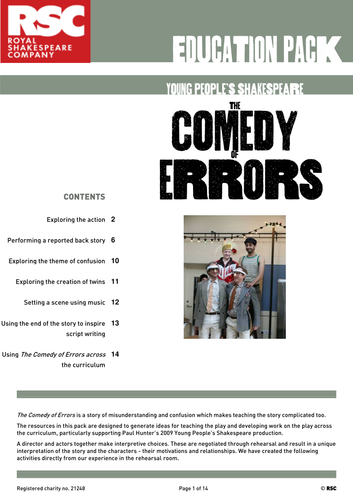 The Comedy of Errors (2009) Teacher Pack 