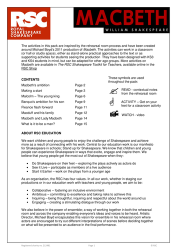 Macbeth (2011) Teacher Pack 