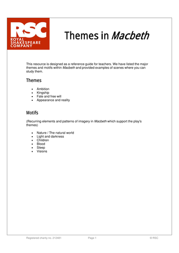 Macbeth RSC Themes Reference 