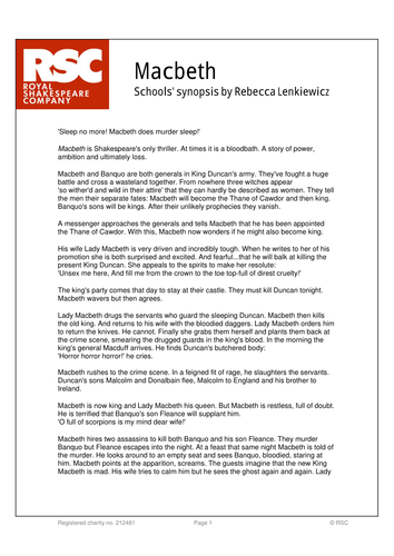Macbeth Schools' Synopsis 