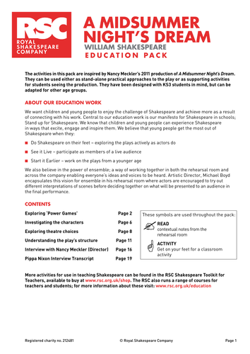 A Midsummer Night's Dream 2011 Teacher Pack