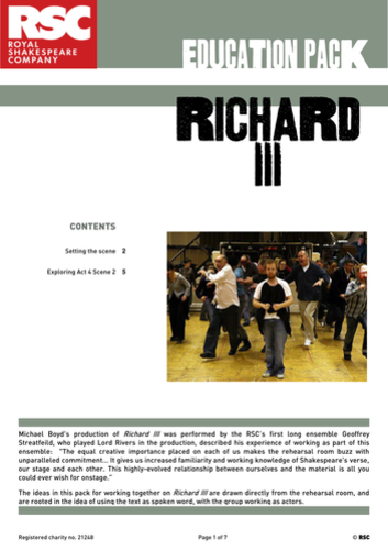 Richard III 2011 Teacher Pack