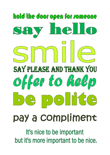 encouraging friendly behaviour poster
