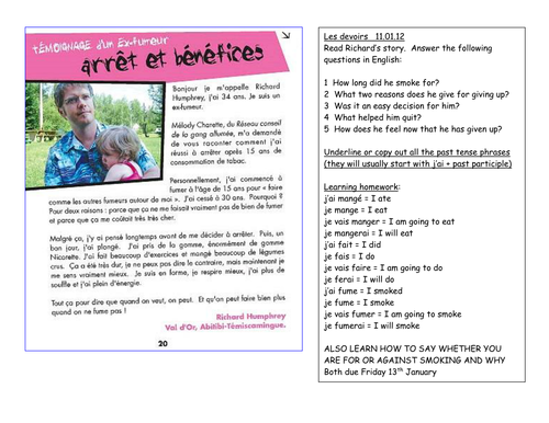 Smoking - reading activity | Teaching Resources