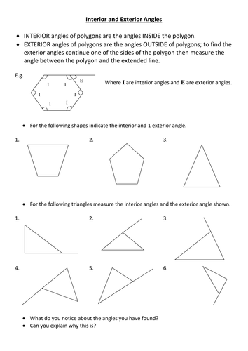 Interior And Exterior Angles By Ems21 Teaching Resources