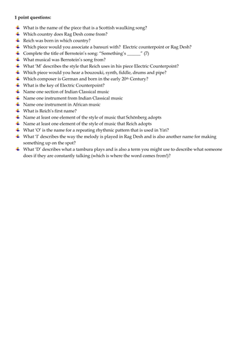 Area of Study 2 and 5 questions