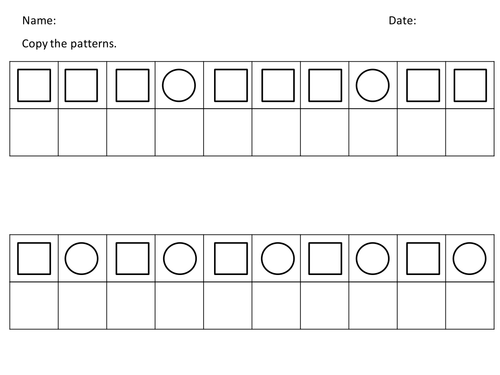 worksheet patterns copying kindergarten for Pattern 2D Resources by   Teaching copy  shapes  kakacik