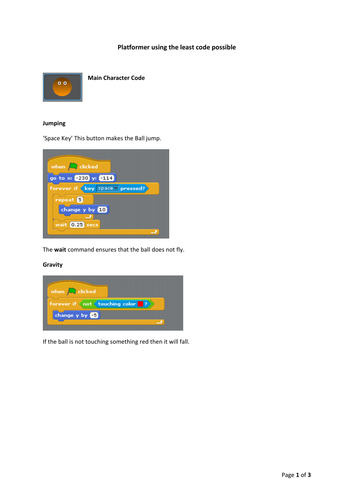 Platformer using minimal code (Scratch)