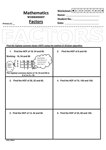 KS3 Find the HCF using the division algorithm