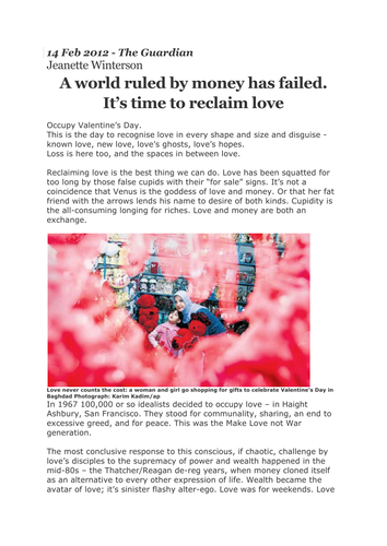 Love and money - a Valentine's Day reflection