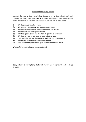 Exploring The Writing Triplets Starter Quiz
