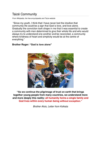 Pilgrimage and Faith The Taise Community