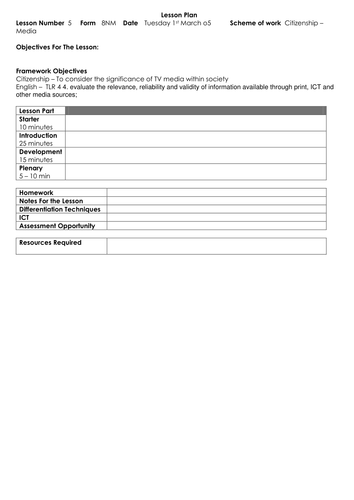 Citizenship / Media SOW Year 7/8 Lesson 5