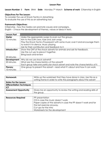 Citizenship / Media SOW Year 7/8 Lesson 7