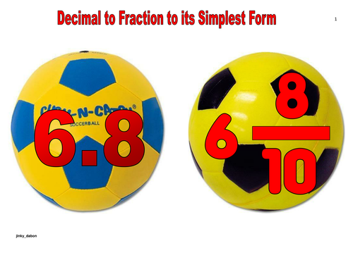 KS2 Decimal to Fraction to its Simplest Form