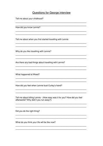 Of Mice And Men Getting To Know George