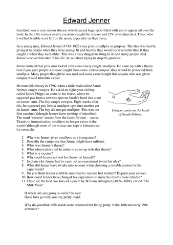 Jenner and vaccination worksheet