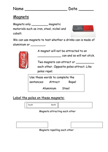 Magnets worksheet for SEN EAL | Teaching Resources