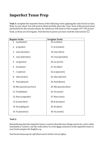 Present imperfect tense examples image