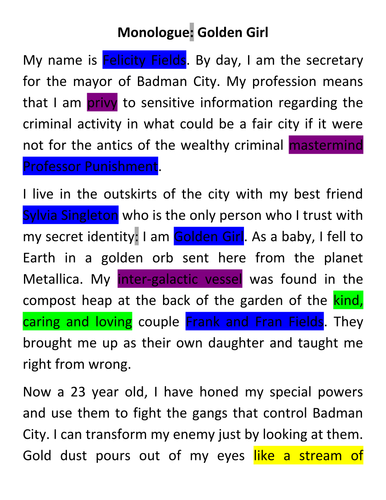 hero monologue | Teaching Resources