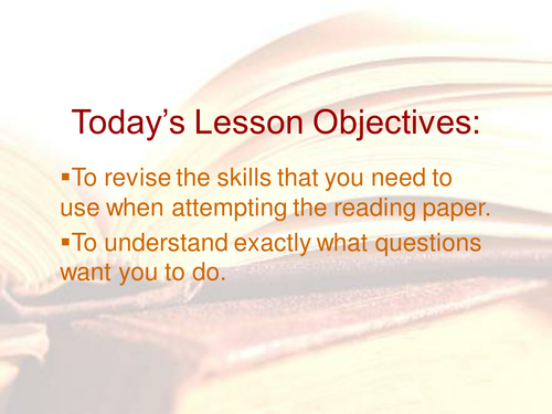 Full Lesson Powerpoint - Reading Skills