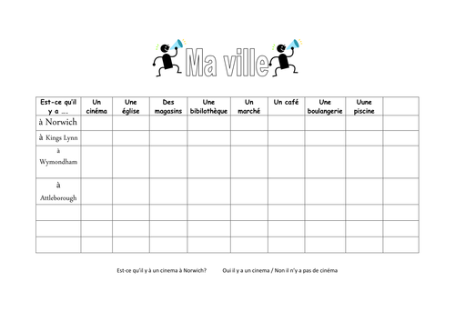 Speaking activity / grid to fill in