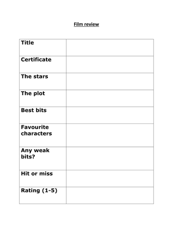 Film Review Template