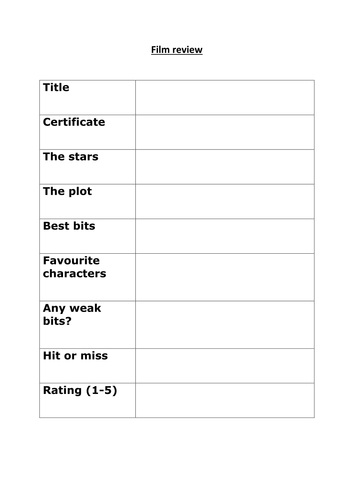film-review-template-teaching-resources