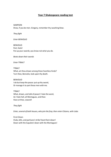 Shakespeare Reading Test