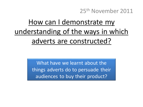 Language Analysis of Adverts Lesson