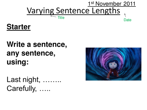Coraline Varying Sentence Lengths Lesson