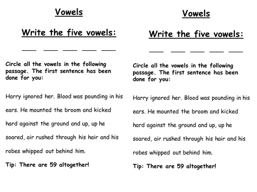 vowels worksheet