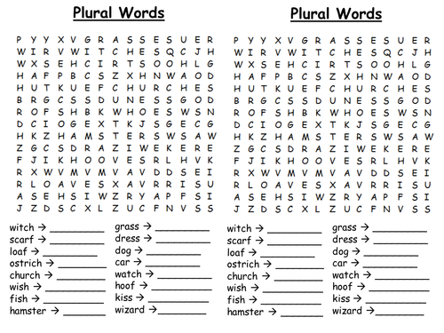 Plurals Wordsearch