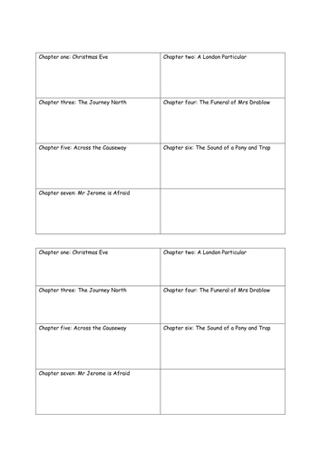 Plot Summary worksheet The Woman in Black