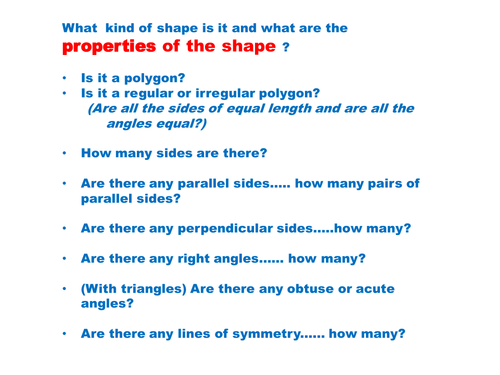 Properties Of 2D Shapes Teaching Resources