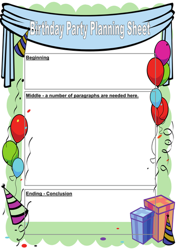 Story Writing - The Birthday Party