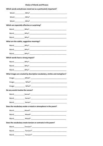 Porphyria's Lover Choice of Words and Phrases