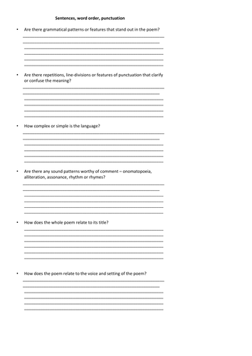 Porphyria's Lover Sentences, word order, punctuati